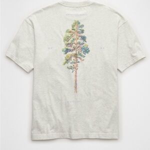 American Eagle AE Boxy Destination Graphic T-Shirt M Gray Tree graphic